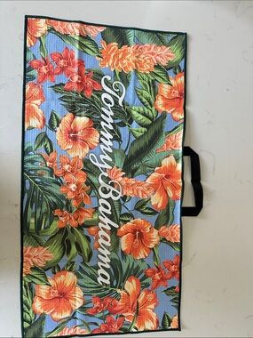 Tommy Bahama  Golf Towel Blue with Orange Tropical Floral Print, New in Package